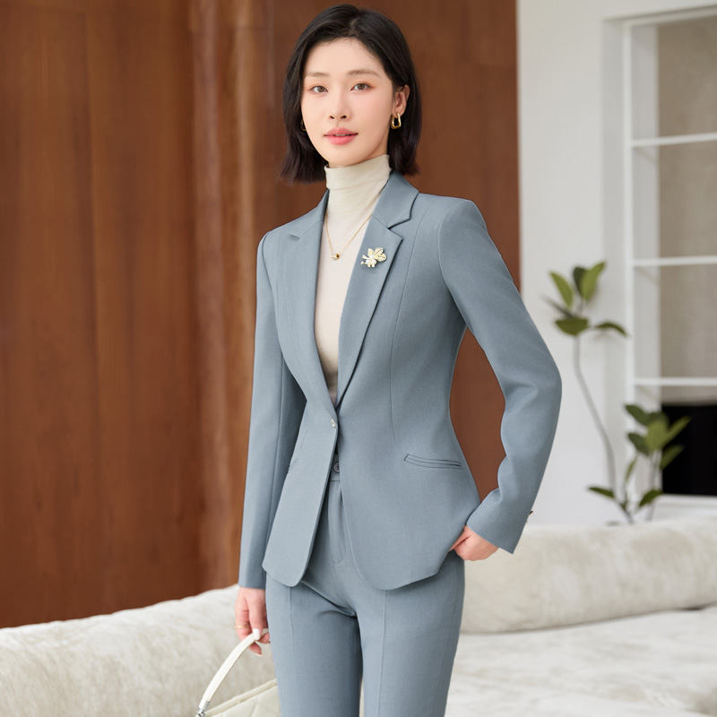 Women Formal Wear White Shirt - White-collar New Long-sleeve Suit Set Commuting