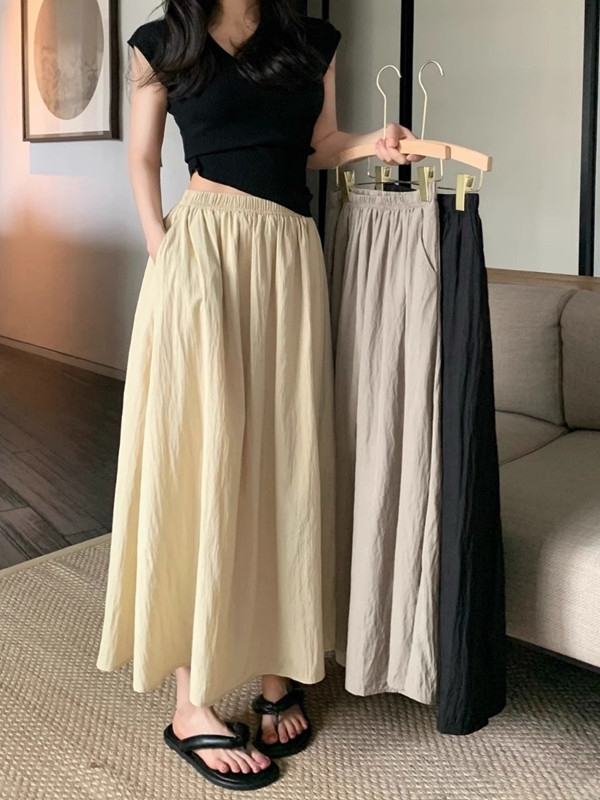 Pencil Skirt Midi - Extra Large Size Ice Silk High