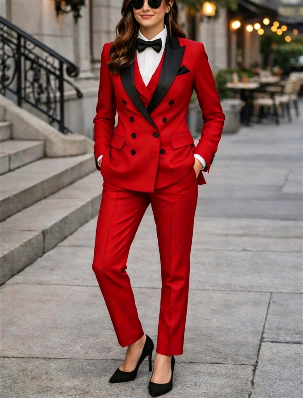 Women Formal Wear Tailor - Double Breasted Women's Suits 3 Pcs