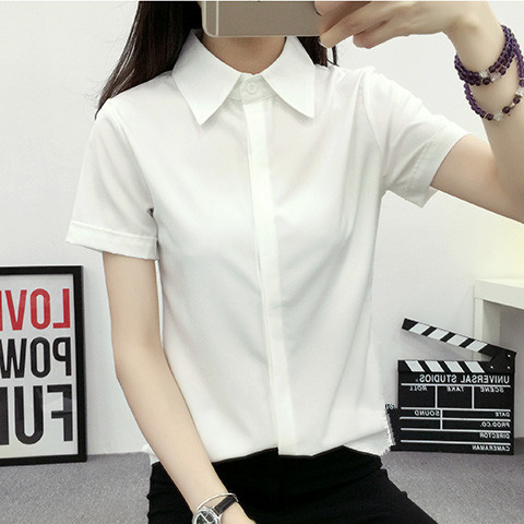Women Formal Wear White Shirt - White Loose Short Sleeve Shirt Women