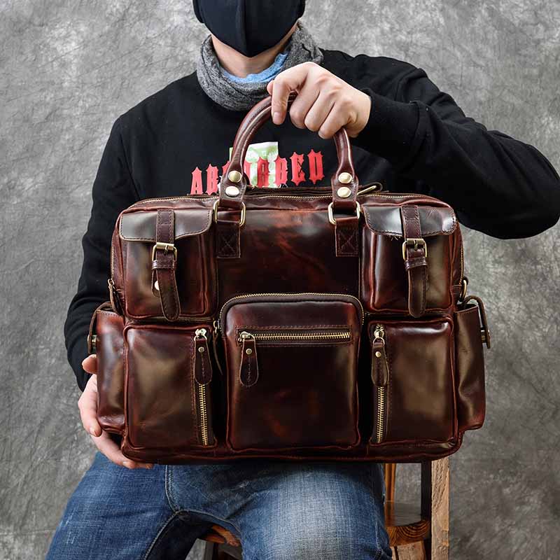 Structured Handbag Work - Men's genuine leather briefcase fit 15