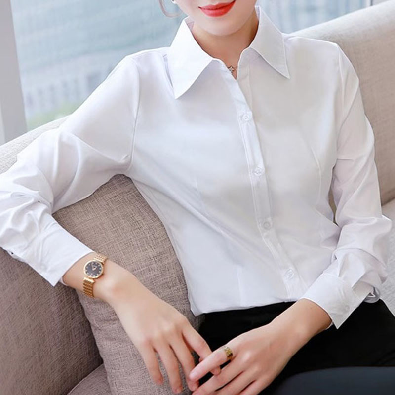 Women Formal Wear White Shirt - White Slim Fit Formal Office Ladies