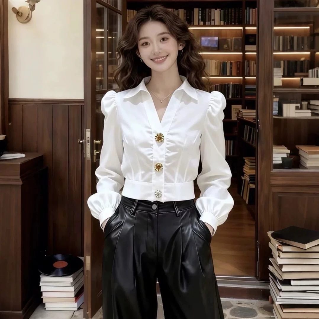 Elegant White Shirt V Neck Blo - огляд і ціна Women Formal Wear White Shirt