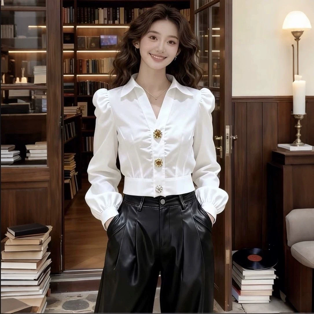 Elegant White Shirt V Neck Blo - огляд і ціна Women Formal Wear White Shirt