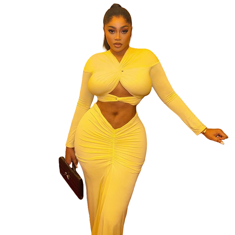 Women's V-Neck Long Sleeve Hol - огляд і ціна Pencil Skirt Midi