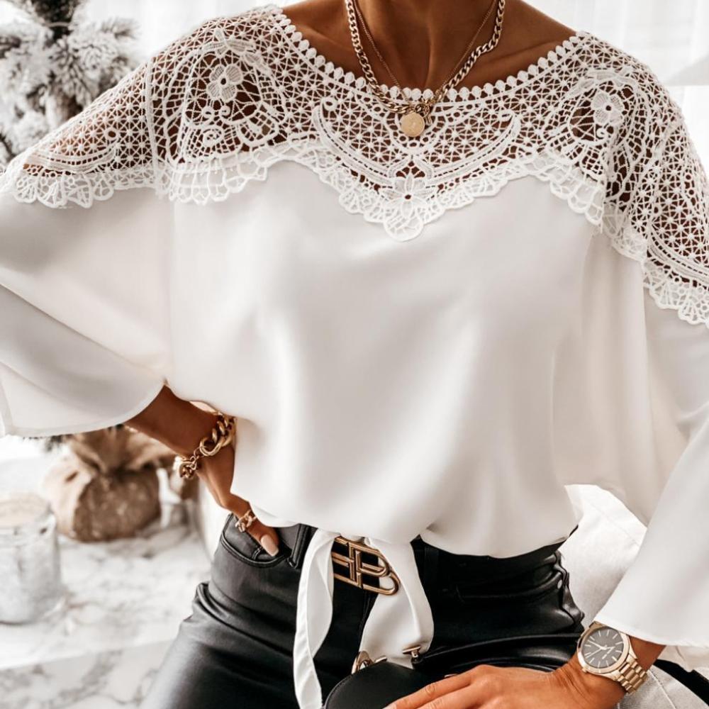 Classic Long Sleeve Lace Blous - огляд і ціна Women Formal Wear White Shirt