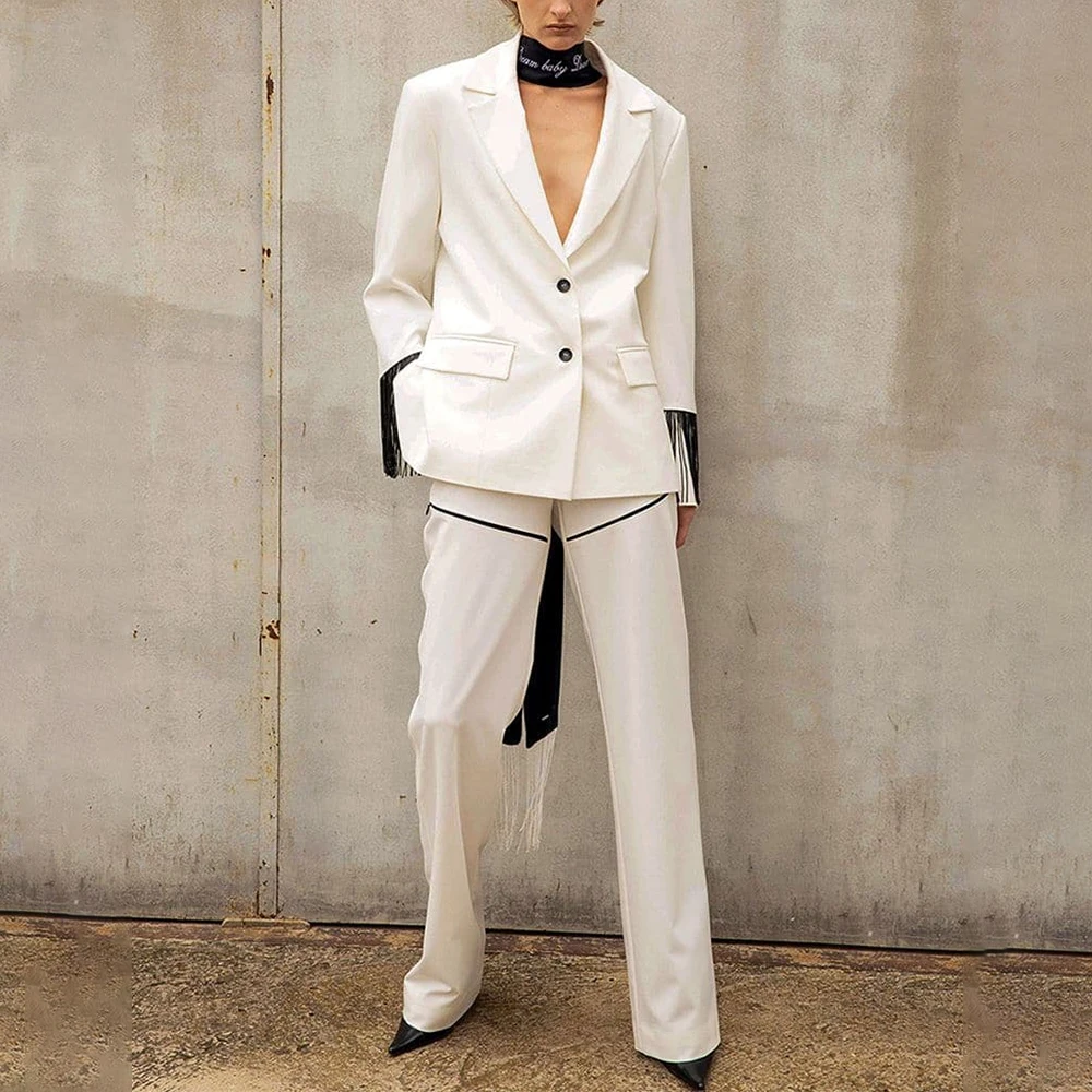 Fashion White Two Piece Sets L - огляд і ціна Women Formal Wear Without Blazer