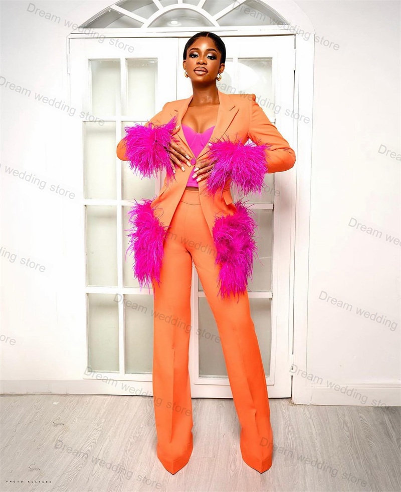 Ostrich Feather Orange Women S - огляд і ціна Women Formal Wear Tailor