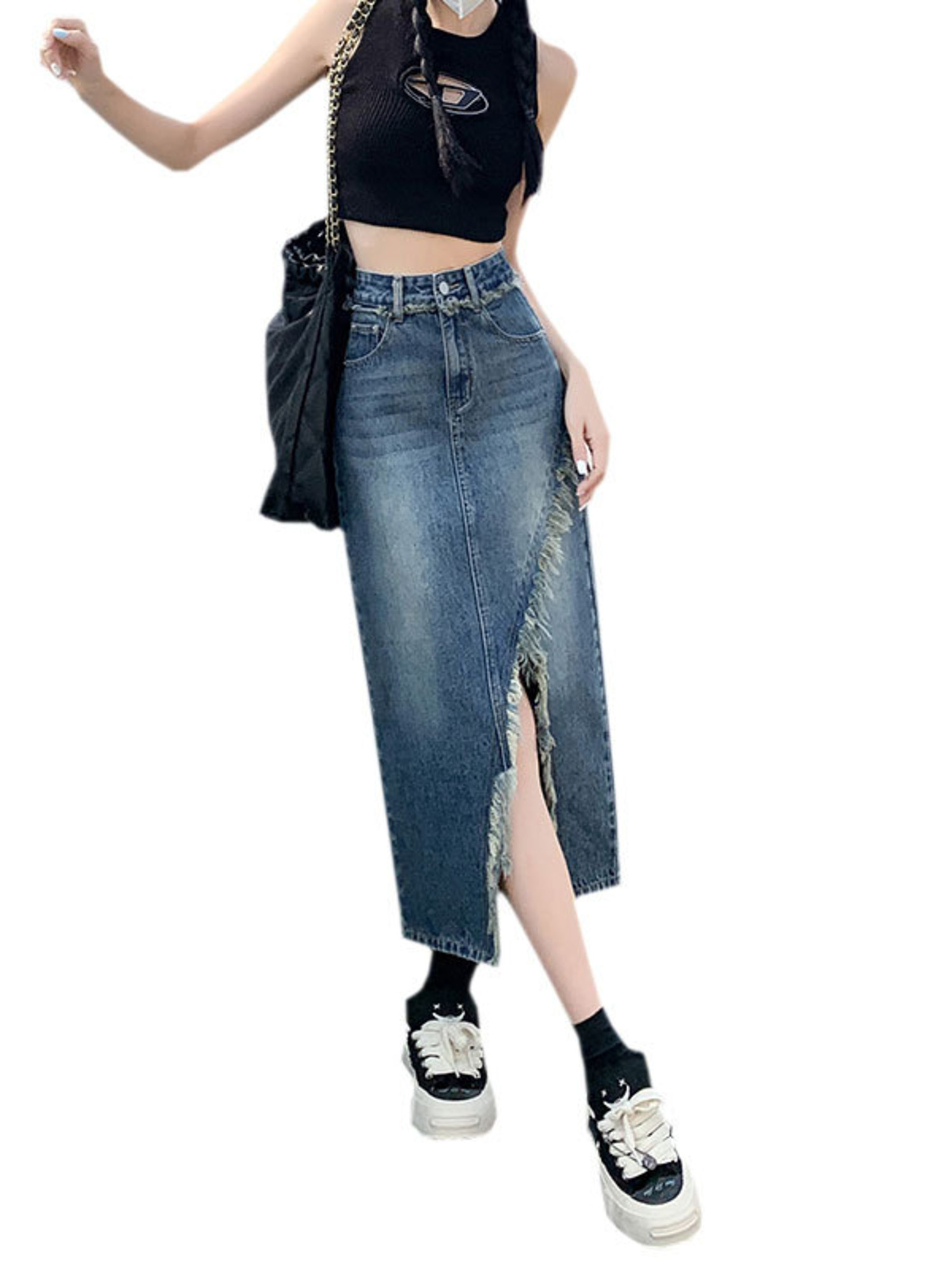 Women's High Waist Denim Skirt - огляд і ціна Pencil Skirt Midi