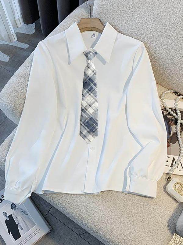 White Loose Long Sleeve Shirt  - огляд і ціна Women Formal Wear White Shirt