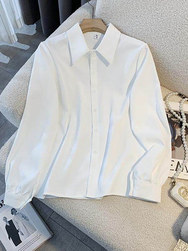 White Loose Long Sleeve Shirt  - огляд і ціна Women Formal Wear White Shirt