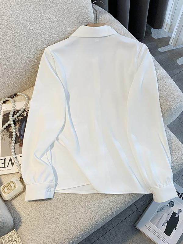 White Loose Long Sleeve Shirt  - огляд і ціна Women Formal Wear White Shirt