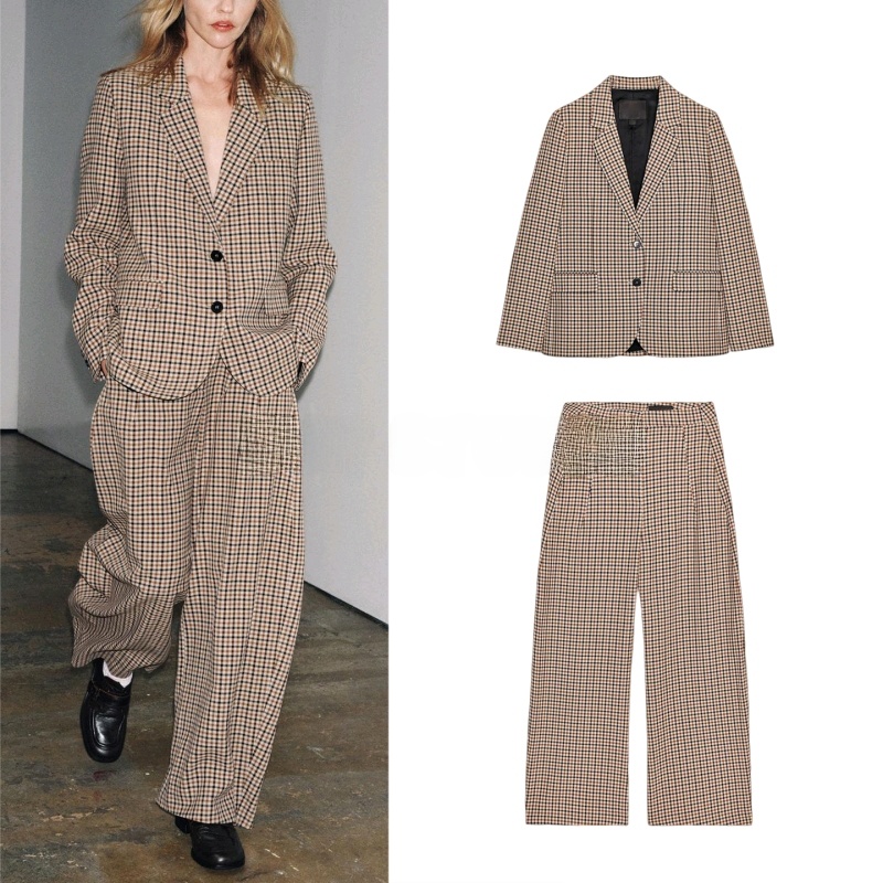 Women's Plaid Suit Jacket Long - огляд і ціна Pencil Skirt Midi