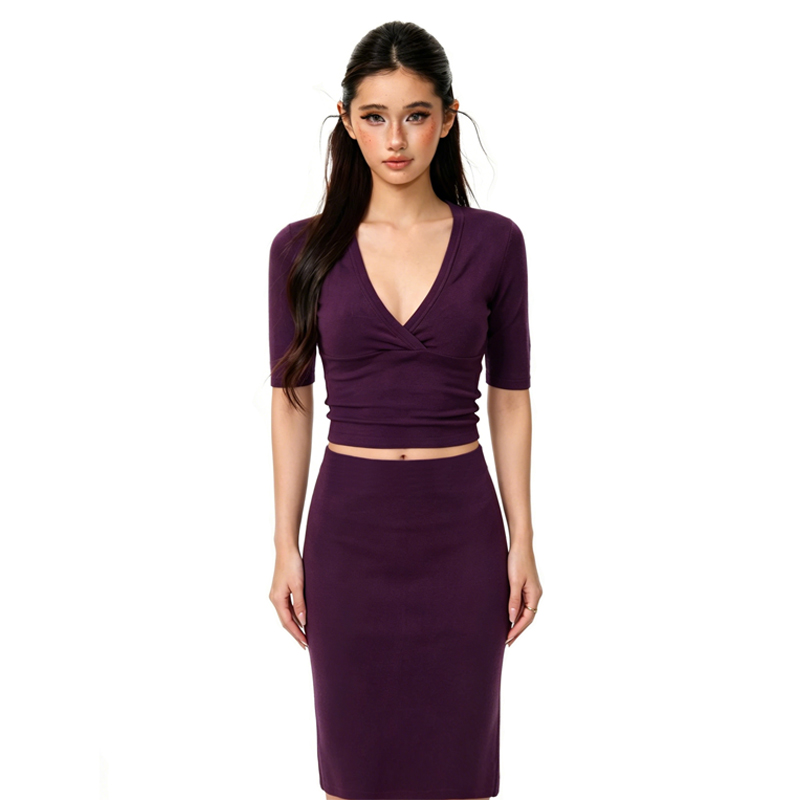 Women French V-Neck Half Sleev - огляд і ціна Pencil Skirt Midi