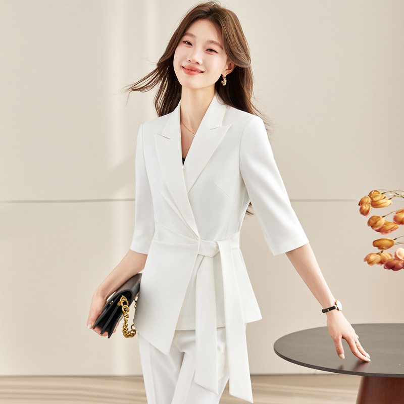 White lace-up suit for women20 - огляд і ціна Women Formal Wear White Shirt